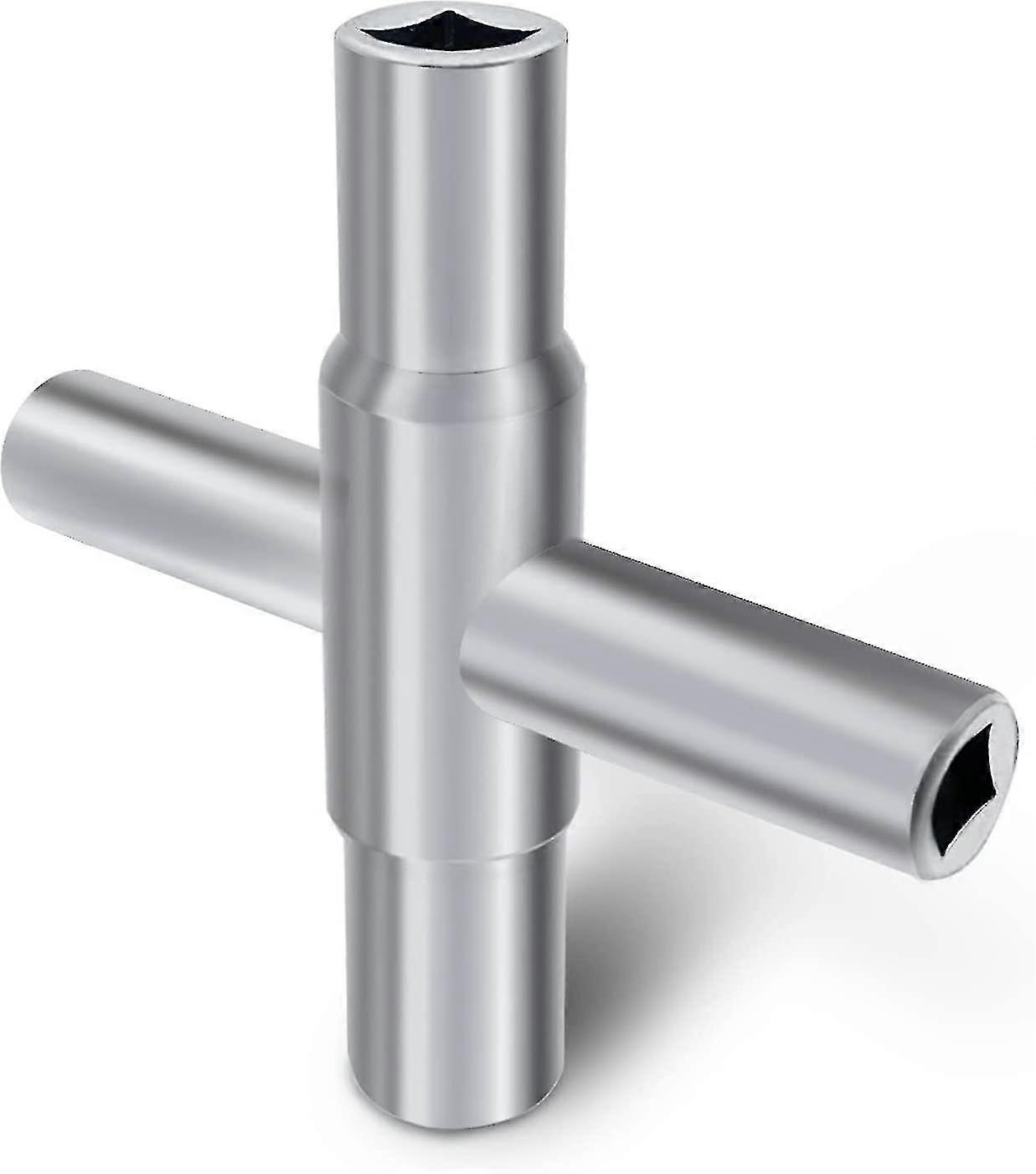 Clé à 4 voies en acier argenté pour robinet de robinet d'arrosage (argent), 1 pièce