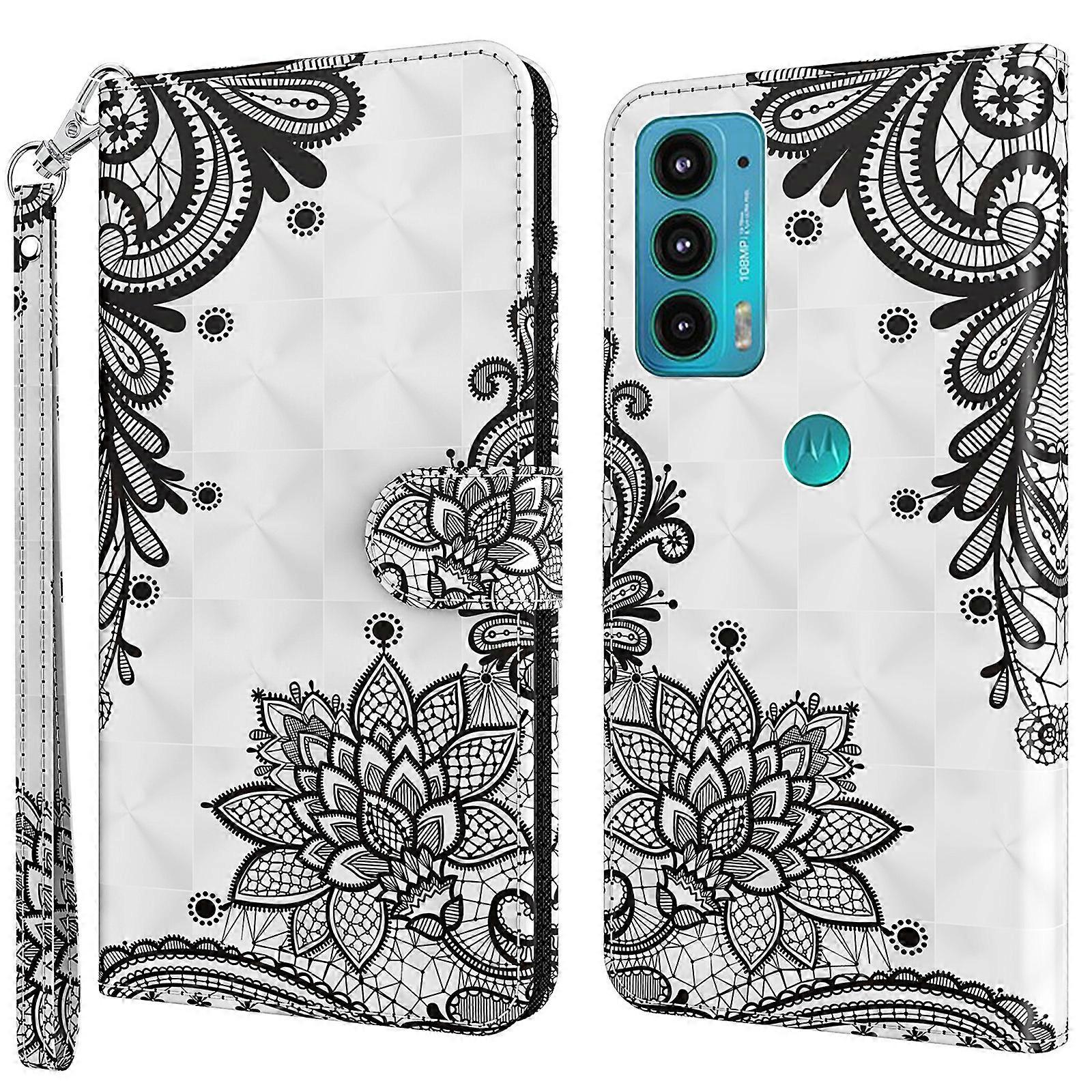 PU Leather Shockproof Phone Cover 3D Pattern Printing Stand Phone Case with Wallet Strap for Motorola Moto E20/E30/E40