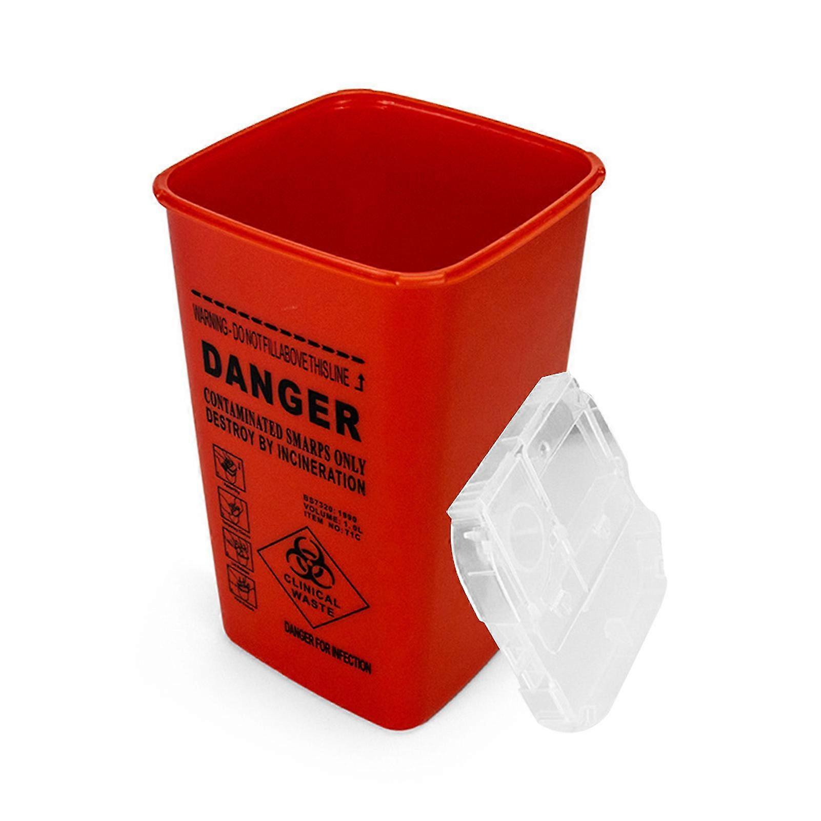 1l Sharps Container Disposable Needle Recycling Bin With Lid Sharps Storage Barrel