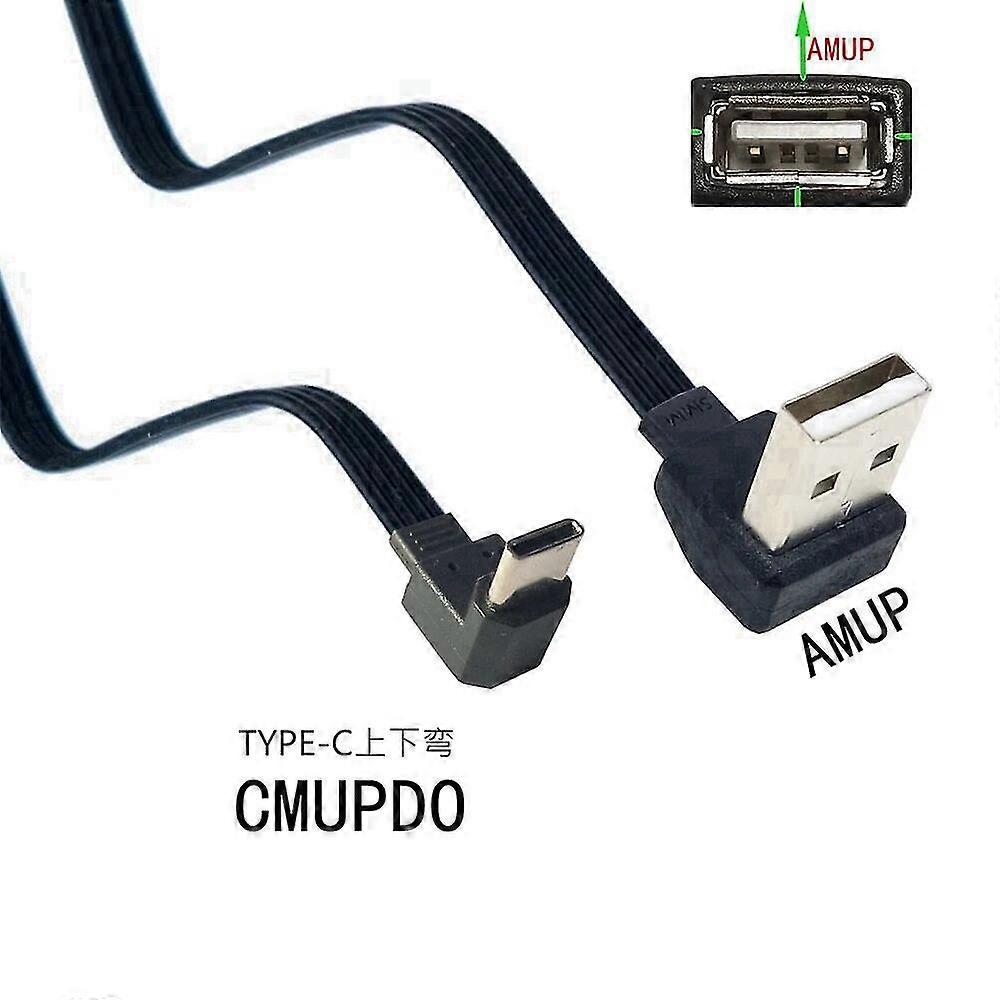USB-c Typ C Stecker Links Rechts Oben Unten Gewinkelt 90 zu USB 2.0 Stecker Datenkabel USB Typ-C Flachkabel 0,1 M0,2 M0,5 M-XinHan