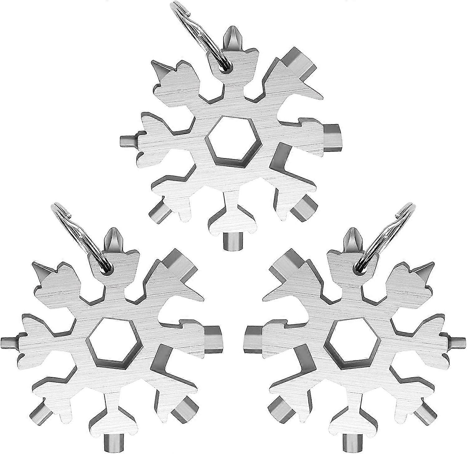 3 Pieces Multi-tool,snowflake 18 In 1,keychain Screwdriver Opener,snowflake Portable Tool,multi-function Screwdriver,stainless Steel Portable Tool,scr
