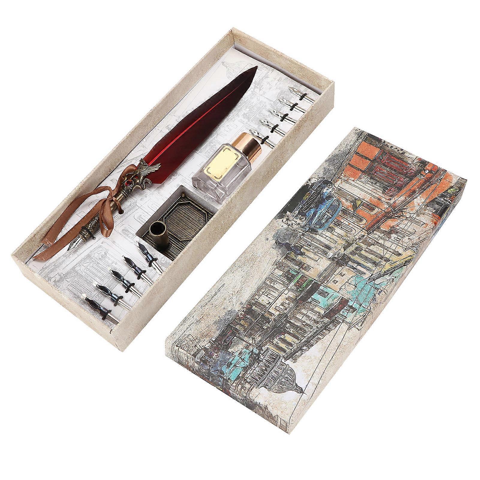 مجموعة قلم الريشة خمر الإبداع نحت الحبر بدلة الكتابة للحبيب المعلم زميل الفصل هدية بورجوندي