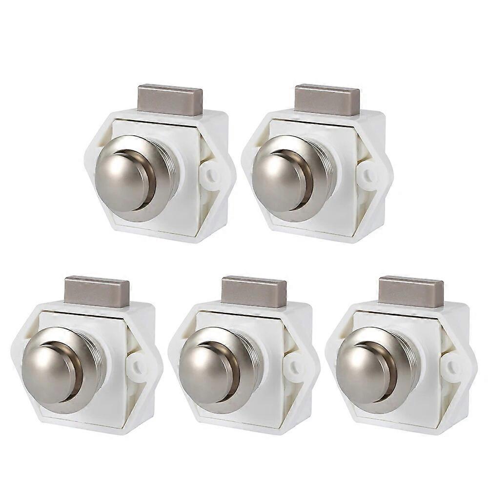 5Pcs 20mm Push Lock Campers Accessories Furniture Hardware Button Locks RV Caravan Boat Drawer Latch Security Cerraduras