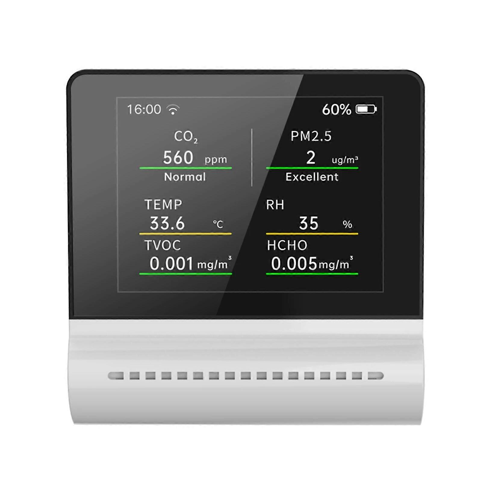 NOYAFA 5-in-1 Air Quality Monitor PM2.5/CO2/HCHO/TVOC Detector Temperature Humidity Tester Rechargeable Formaldehyde Analyzer