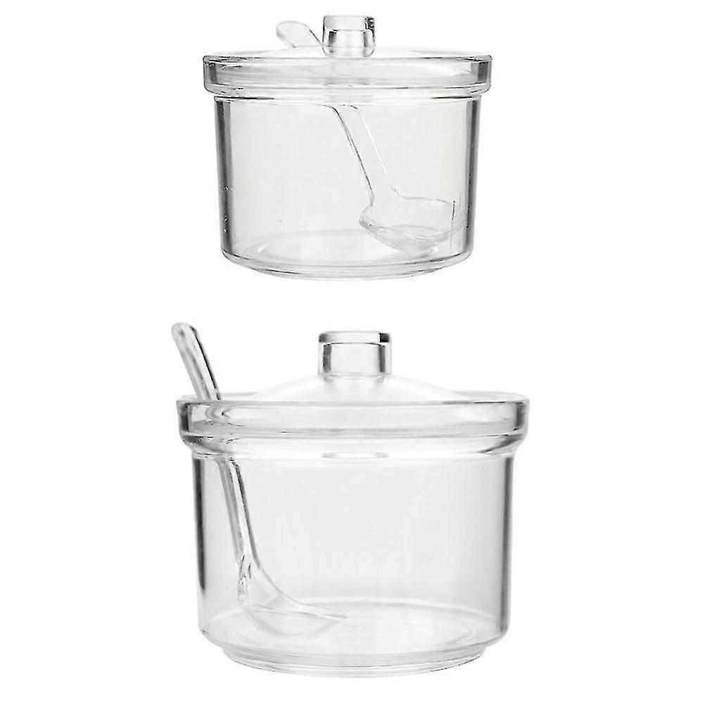 2 Sets Container Lid Seasoning Cans Condiment Jar Spoon Sugar Salt Pot Plastic Condiment Containers