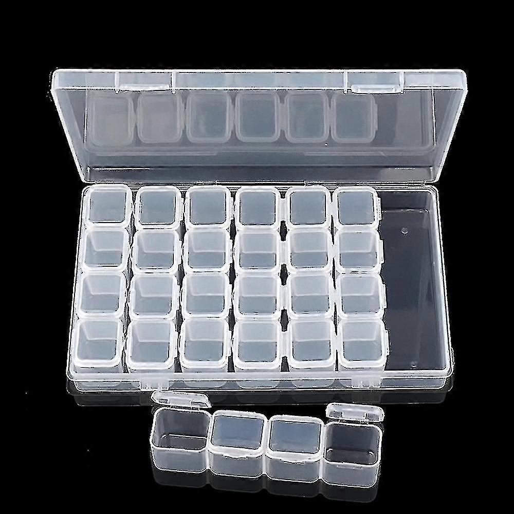 1set 28 Lattice Plastic Nail Tool Decorations Empty Storage Case Box