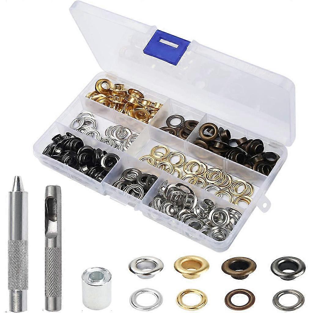 100 Sets Punch Eyelets Set 4 Colours 8 Mm Grommet Tool Kit Copper With Box