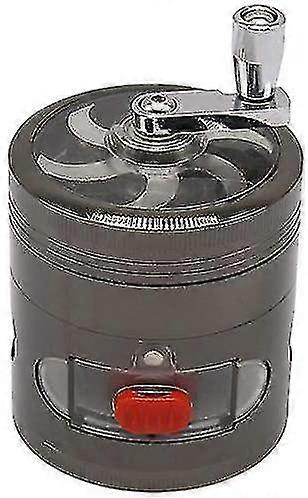 Moedor de especiarias com manivela de metal, moedor transparente, 4 peças com gaveta, 2,5 polegadas, preto