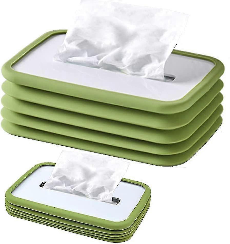 Modern Tissue Box Cover Square, Tissue Box Holder Rectangular, Silicon Tissue Holder - Green