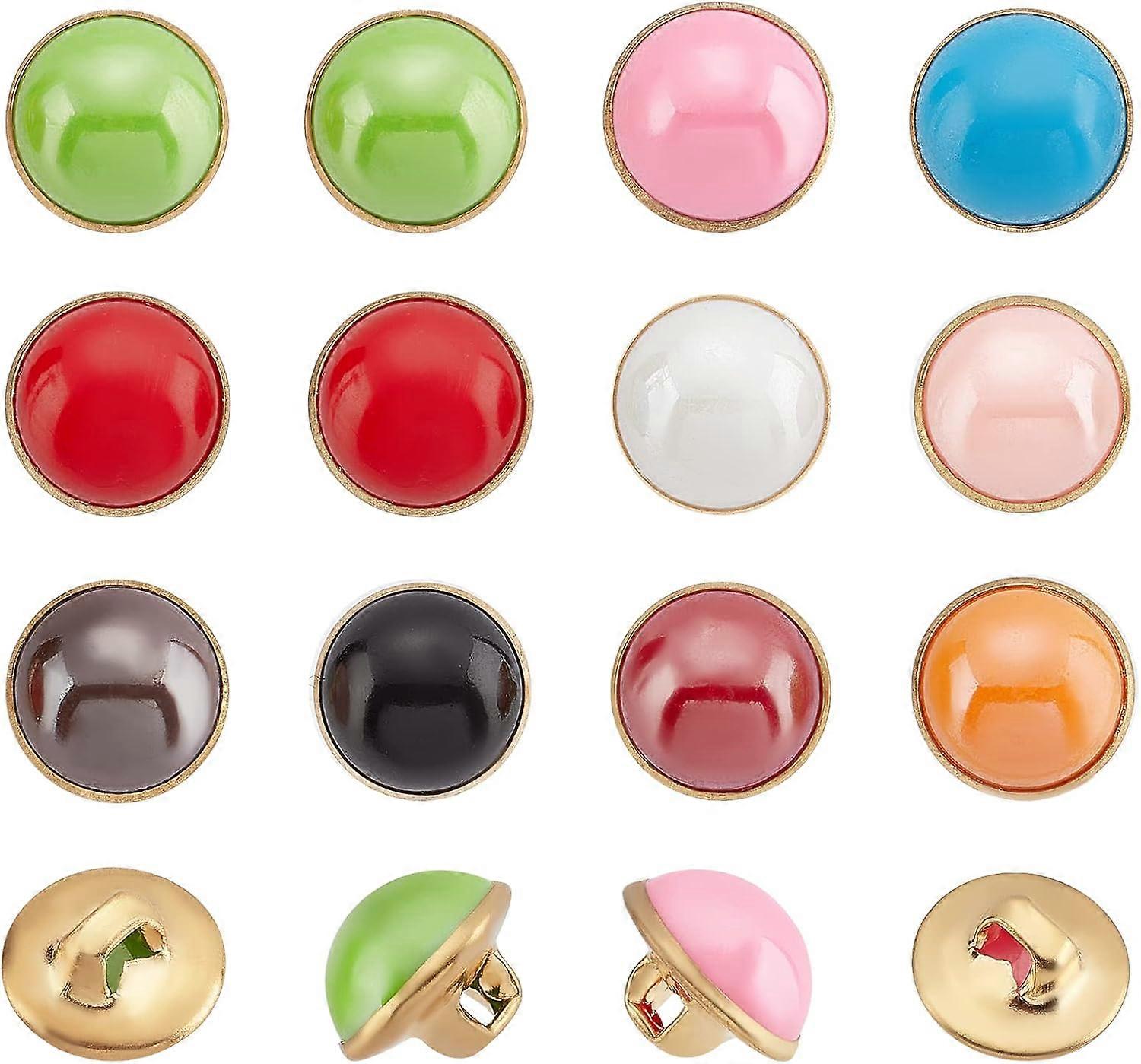100 Pcs 10mm Brass Resin Shank Buttons 10 Colors Half Domed Sewing Buttons Half Ball Buttons Single Hole Buttons for Crafts Clothes Coat Jacket and DI