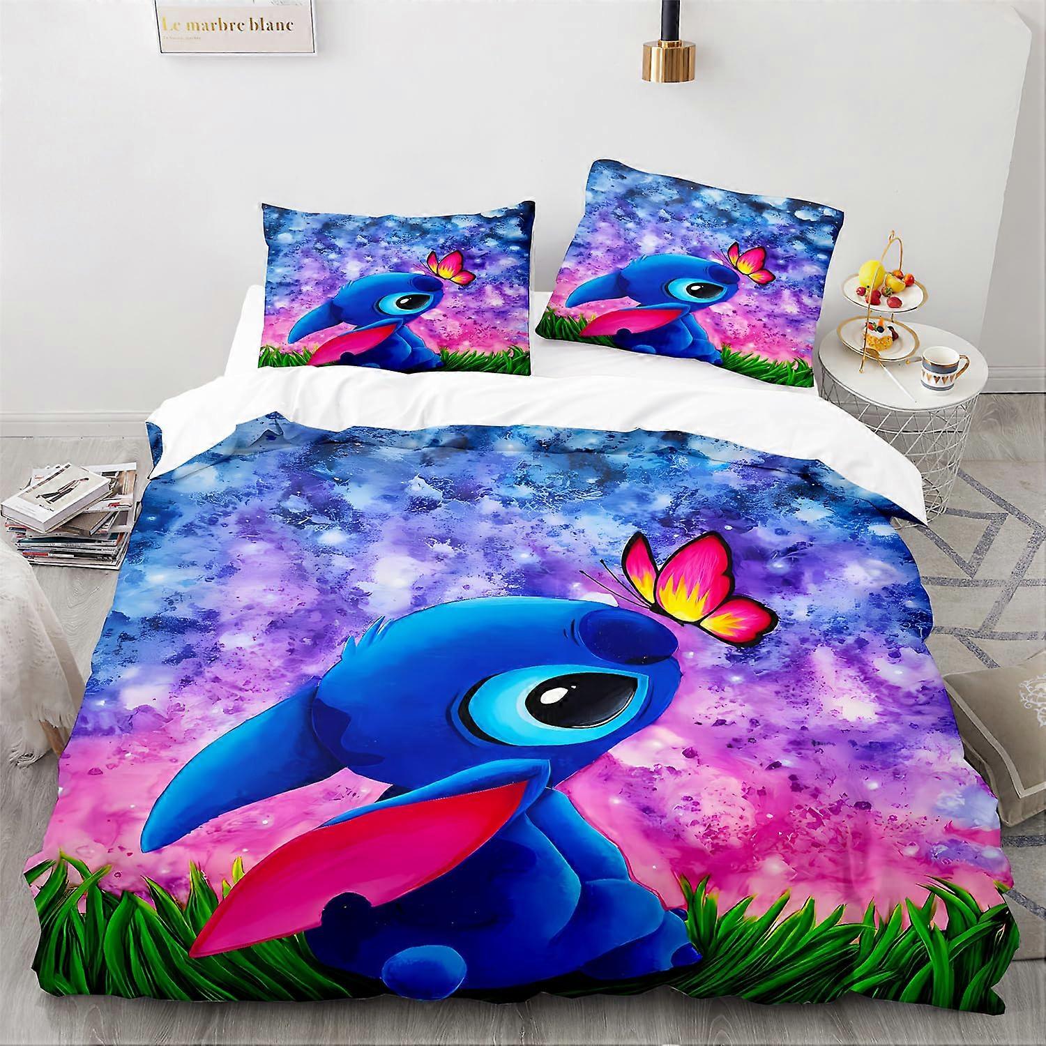a2008 Stitch Bedding Duvet Cover, Anime Bedding Sets, 3D Impresso Leve 3 Peças Conjuntos de Capa de Edredom com 1 Capa de Edredom e 2 Fronhas de Travesseiro