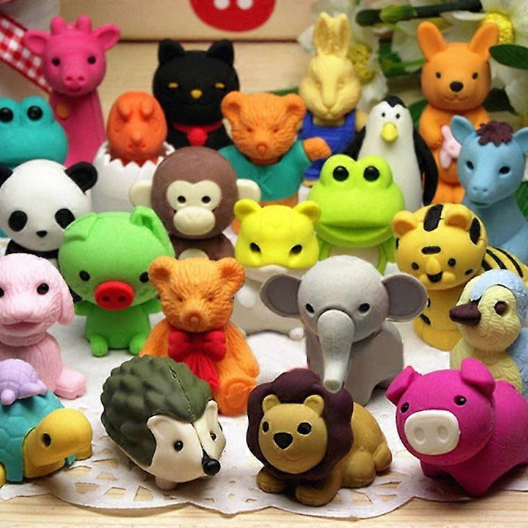 50Pcs Creative Cute Animal Eraser Individual Package Detachable Eraser Student Prize Stationery