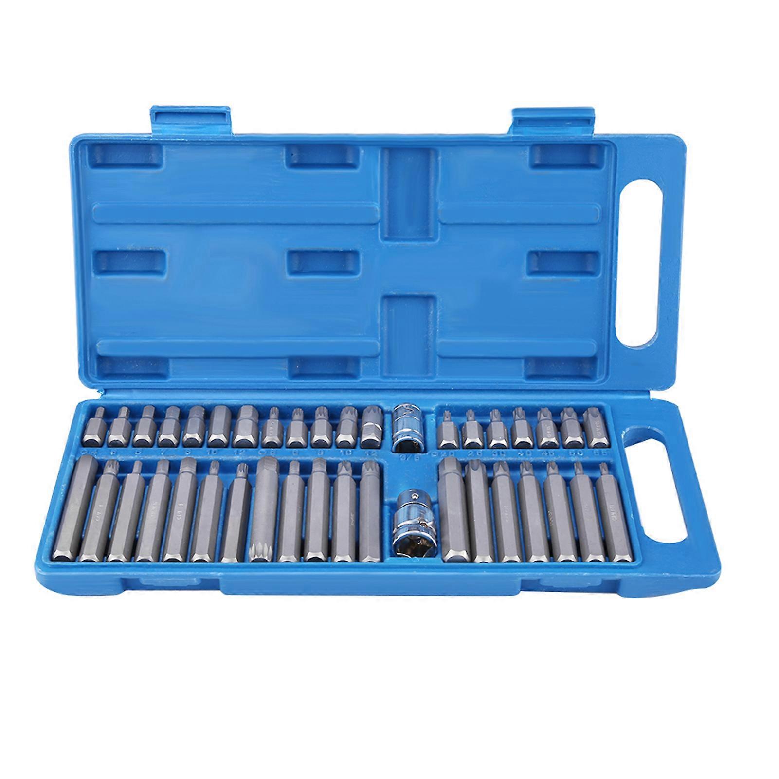 Kit de ferramentas com 40 bits de soquete Torx sextavados em estrela, 1/2 polegada e 3/8 polegadas