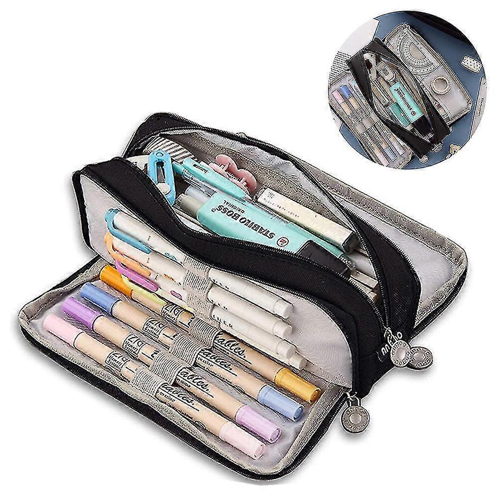 Pencil Case Large Pencil Cases Big Capacity Pencil Pouch (black)