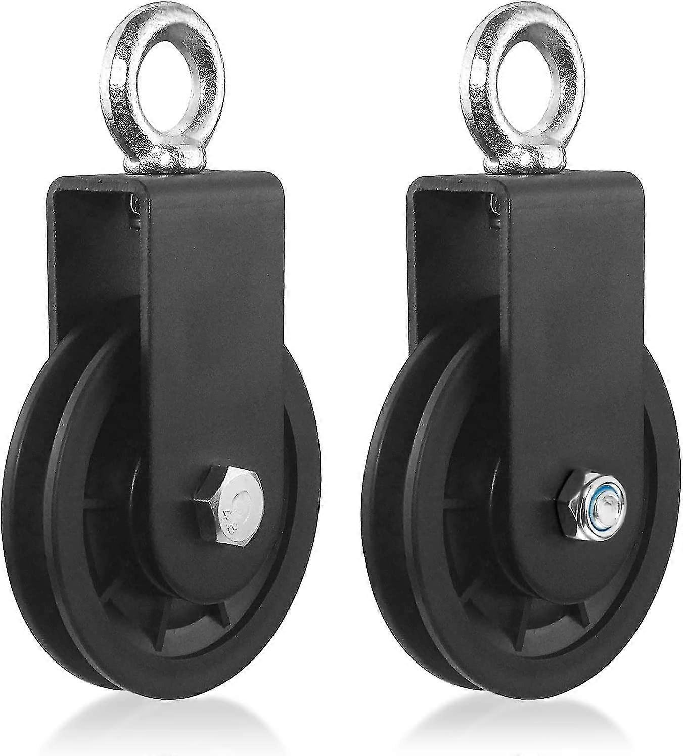 Rope Pulleys 90mm Pulley With U Bracket, Efficient Diy Block Pulley For Gym Fitness Equipment,2pcs