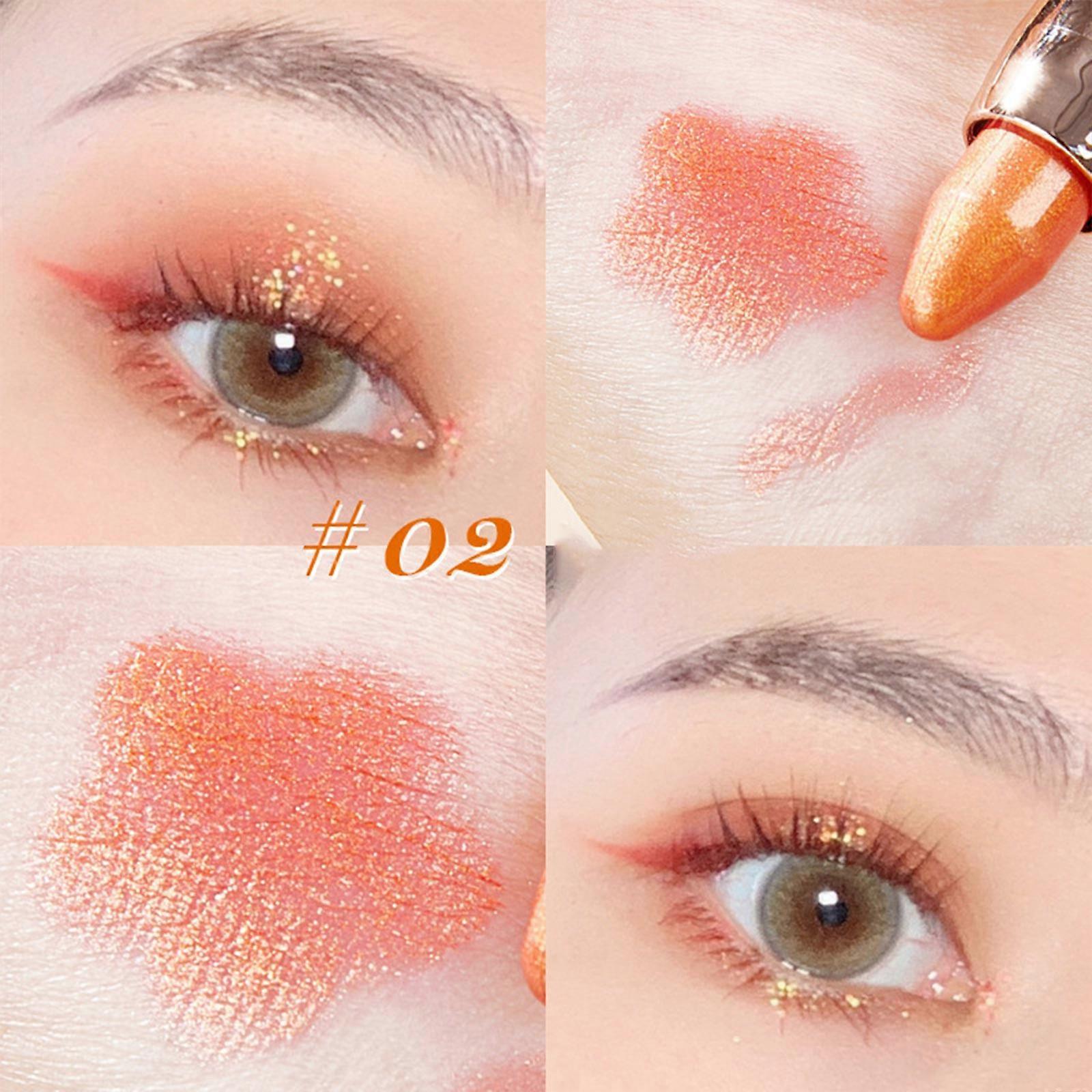 High-gloss Eyeshadow Pen One-stroke Shaping Double-ended Eyeshadow Stick,Cream Shimmer Smooth Eyeshadow Pencil