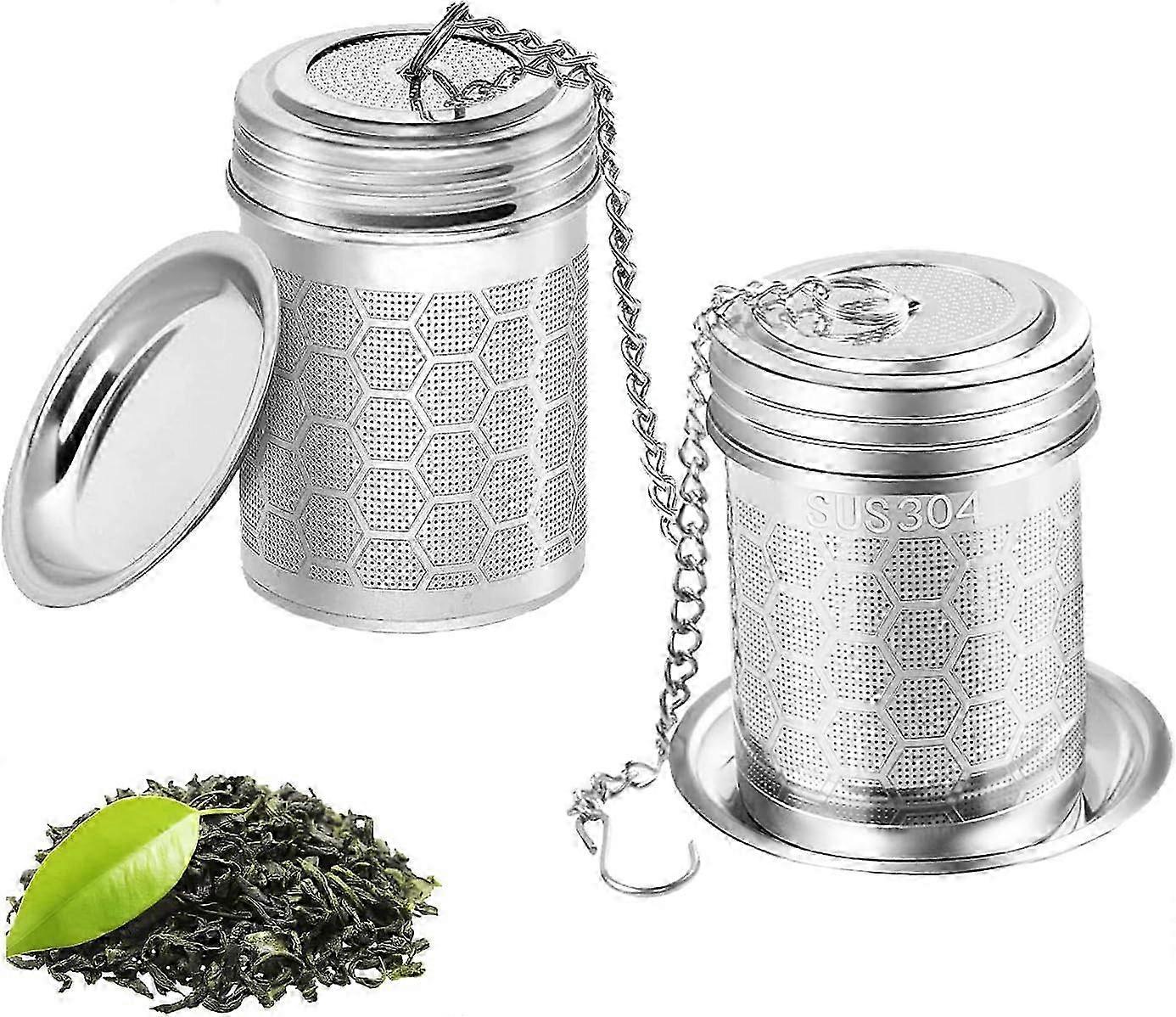 Tea Infuser for Loose Tea, Pack of 2, Stainless Steel with Chain Hook, Tea Filter, Fine Mesh, Reusable Spice Strainer for Cooking, Cylindrical In Teap