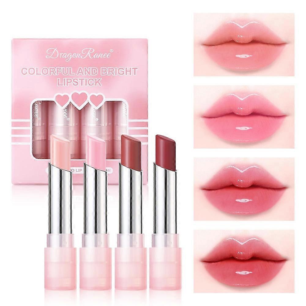 4 Pack Tinted Lip Balm, Hydrating Tinted Lipstick with Color Changing Effect, Nourishing Lipstick for Women, Natural Sheer Colour Lipstick Set