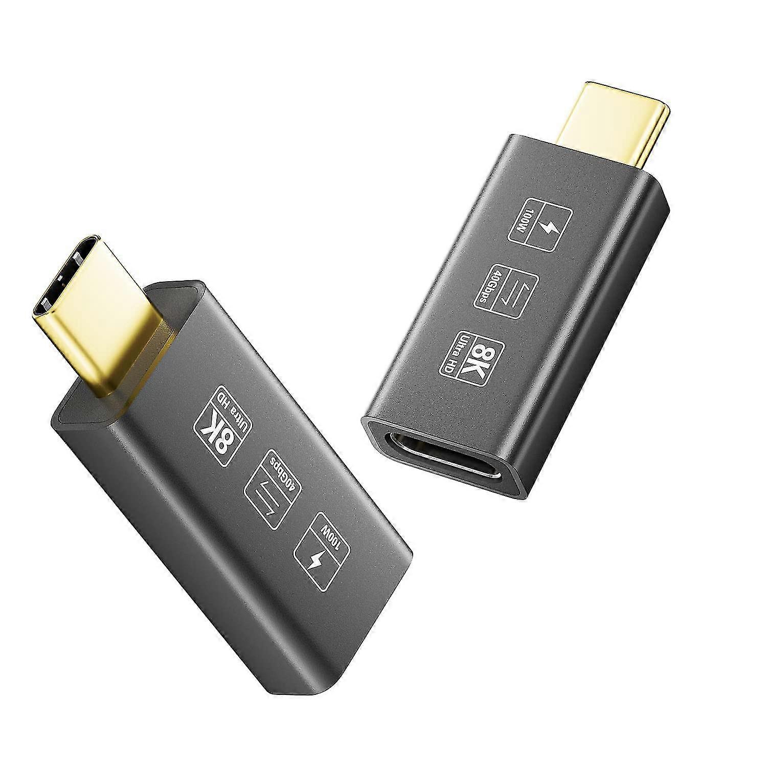 Usb4 8k Extension Connector 2pc/pack Straight Male And Female Thunderbolt 4 Compatible Type C Converters 8k@60hz Video 240w Fast Charging 40gbps Data