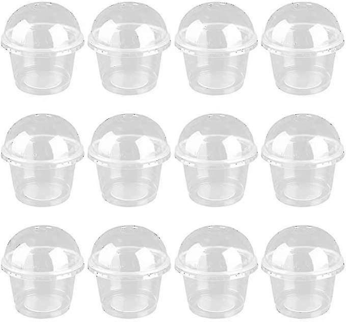 100 قطعة 250 مل أكواب الفاكهة مع غطاء أغطية صغيرة قبة الآيس كريم الزبادي حاويات الخبز لوازم الخبز للأطفال البارفيه - أكواب الحلوى المتاح كوب سلطة واضحة