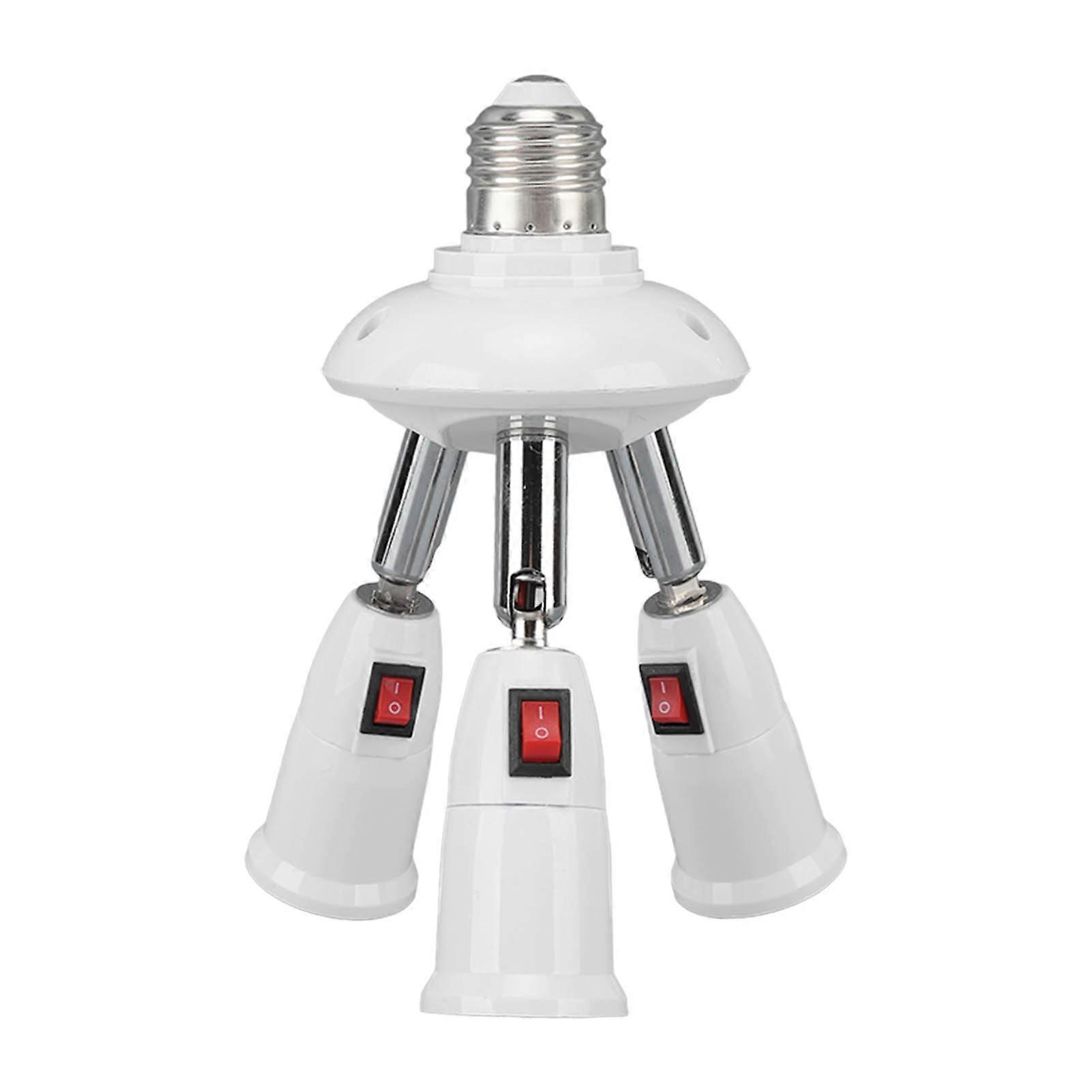 E27 E26 Lamp Adapter 3 in 1 Light Socket Extender Adjustable 85265V with Button Switch for Home