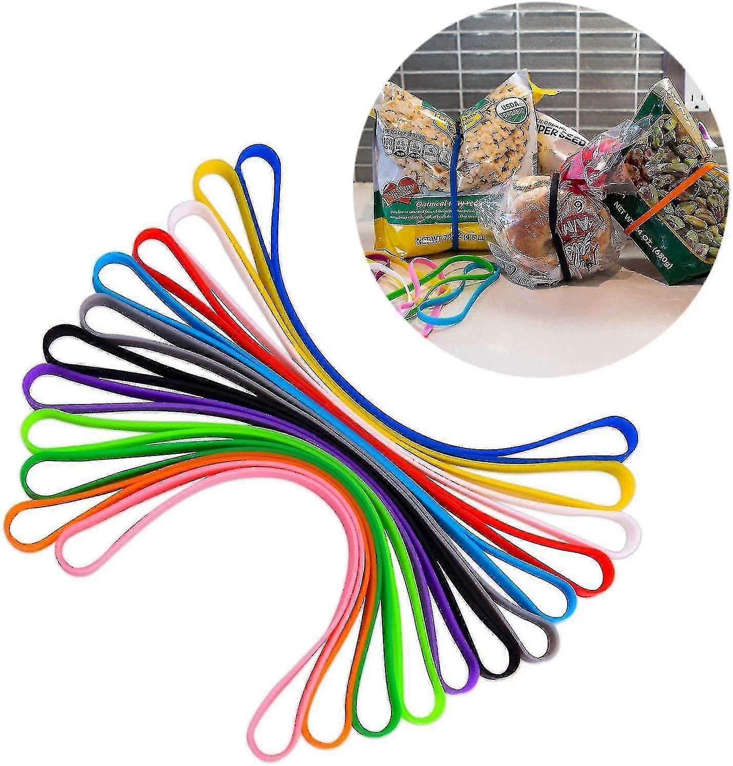 Elastici in silicone 12 pezzi Forti elastici di trazione Fasce di avvolgimento Fascia elastica per ufficio Grandi elastici Assortiti colorati (colore casuale)