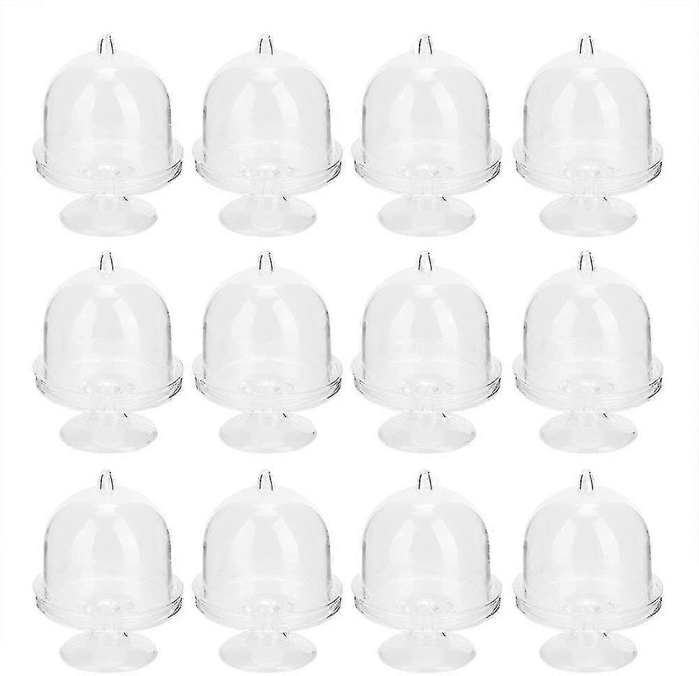 12pcs Candy Boxes With Lid Base Structure Design Transparent Tray Modeling Shape Fillable Tiny Jewelry Box Ornament