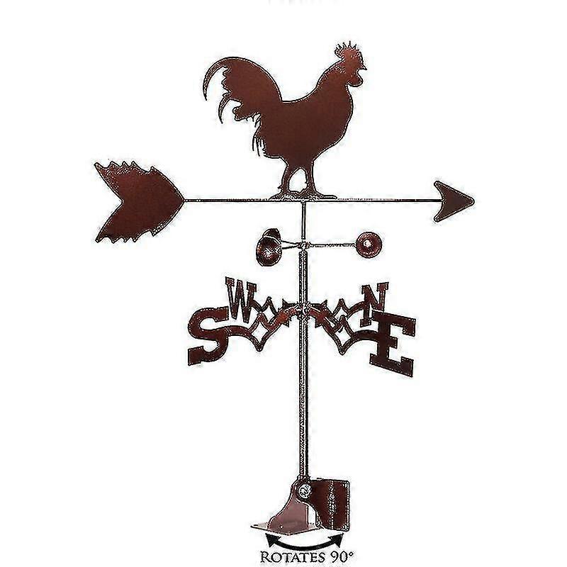 金属公鸡风向标 - 美国制造的重型风向标，厚钢结构和耐用粉末涂层，手工风向标，生锈