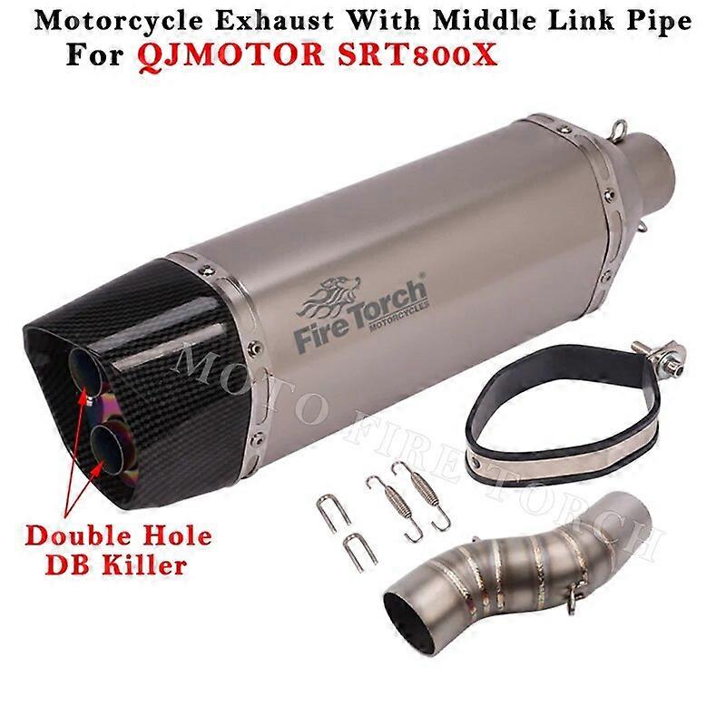 Motorrad-Auspuff anlage modifizierter Doppel lochs chall dmpfer mit Mittel verbindungs rohr db killer fr qjmotor srt800x srt 800x