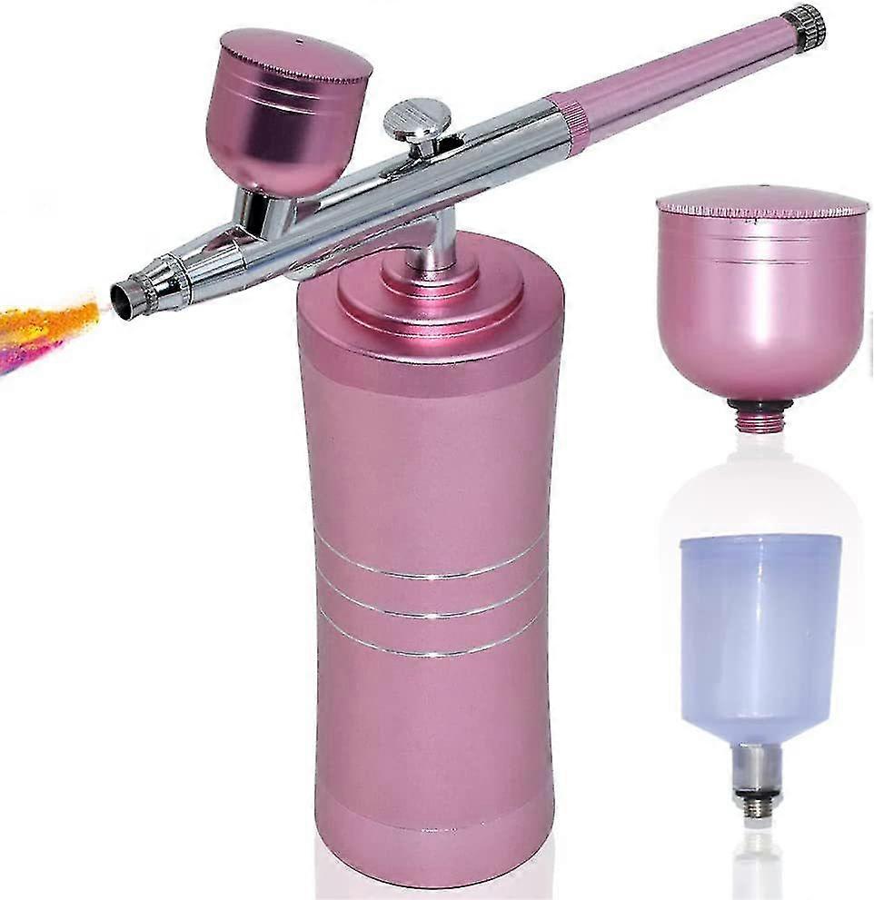 Portable Mini Airbrush Airbrush with Compressor Kit, Single and Double Action Paint Set for Cake Decorating Makeup Artistic(Pink)