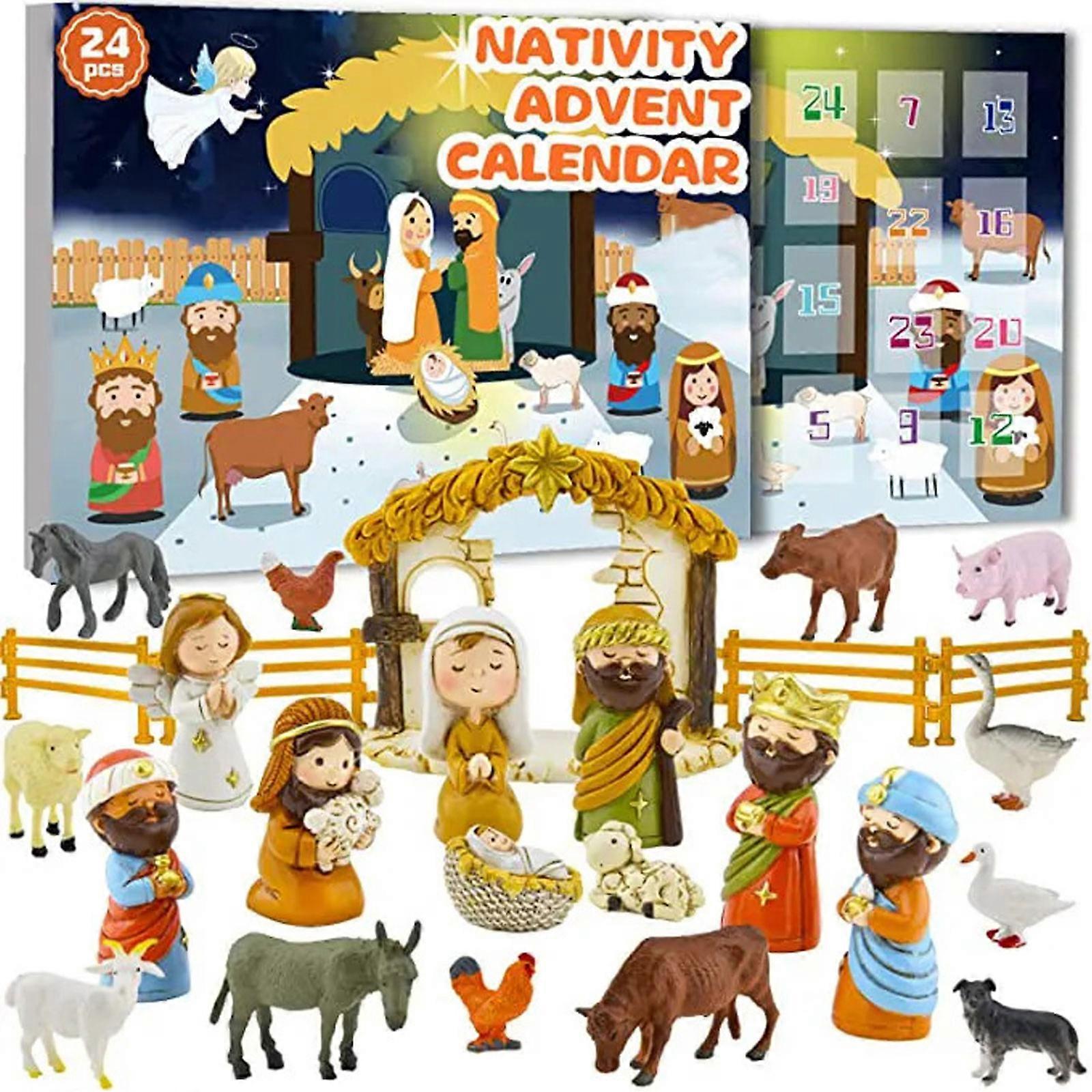 2023 Advent Calendar Nativity Scene Advent Calendar Set 24 Days Of Christmas Nativity Scene Christian Religious Advent Calendar,100% New