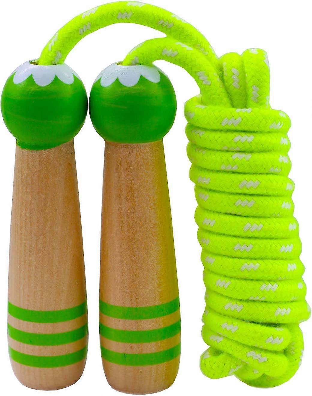 Hopprep för barn, 2,1 meter justerbart hopprep i bomull med trähandtag för pojkar och flickor, fitness, utomhusträning