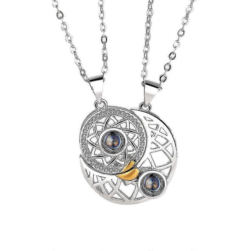 Colar de Projeção de Colar de Casal de Estrelas do Sol e da Lua-aisgd