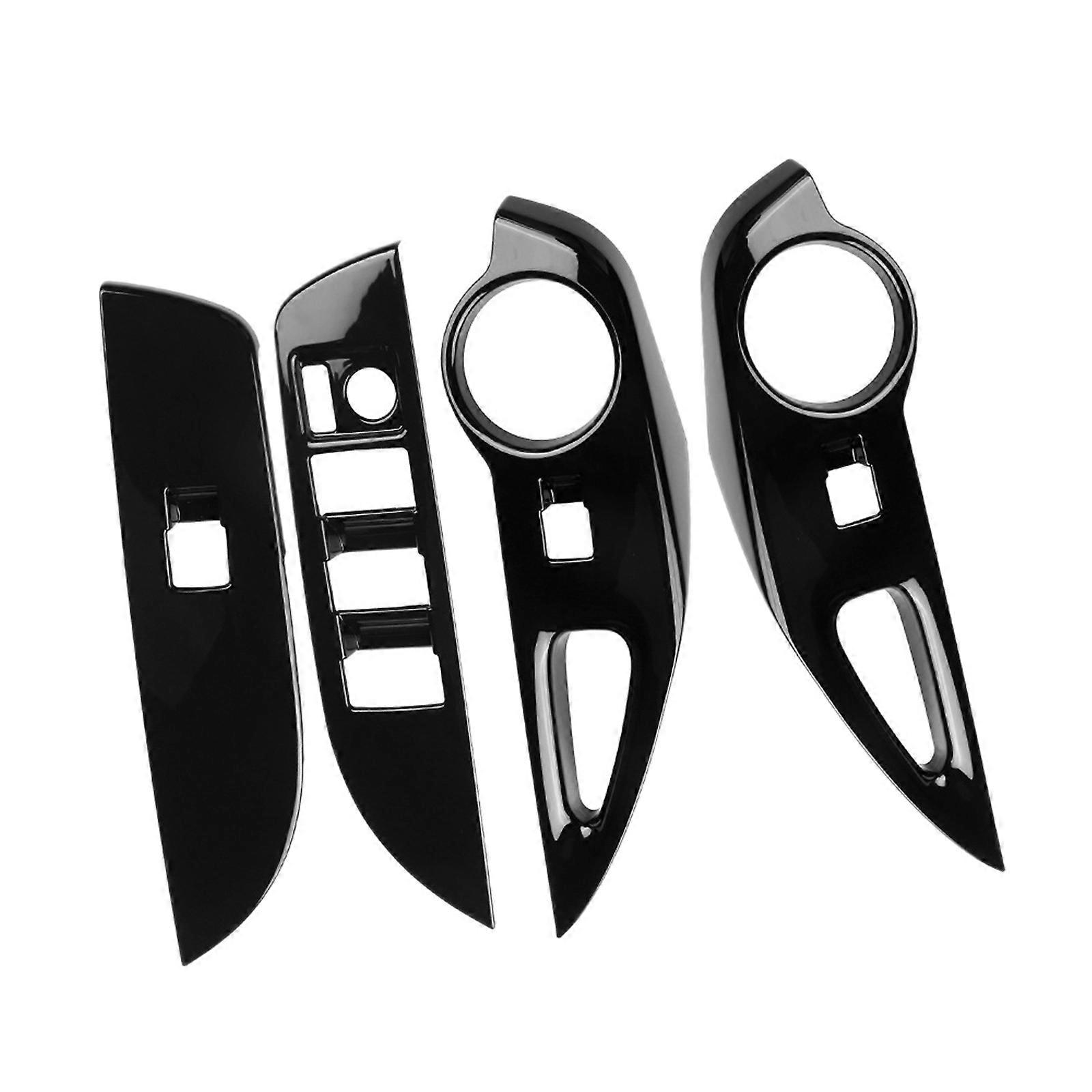 Car Glossy Black Glass Lift Button Switch Cover Door Armrest Panel for 2021 2022 RHD