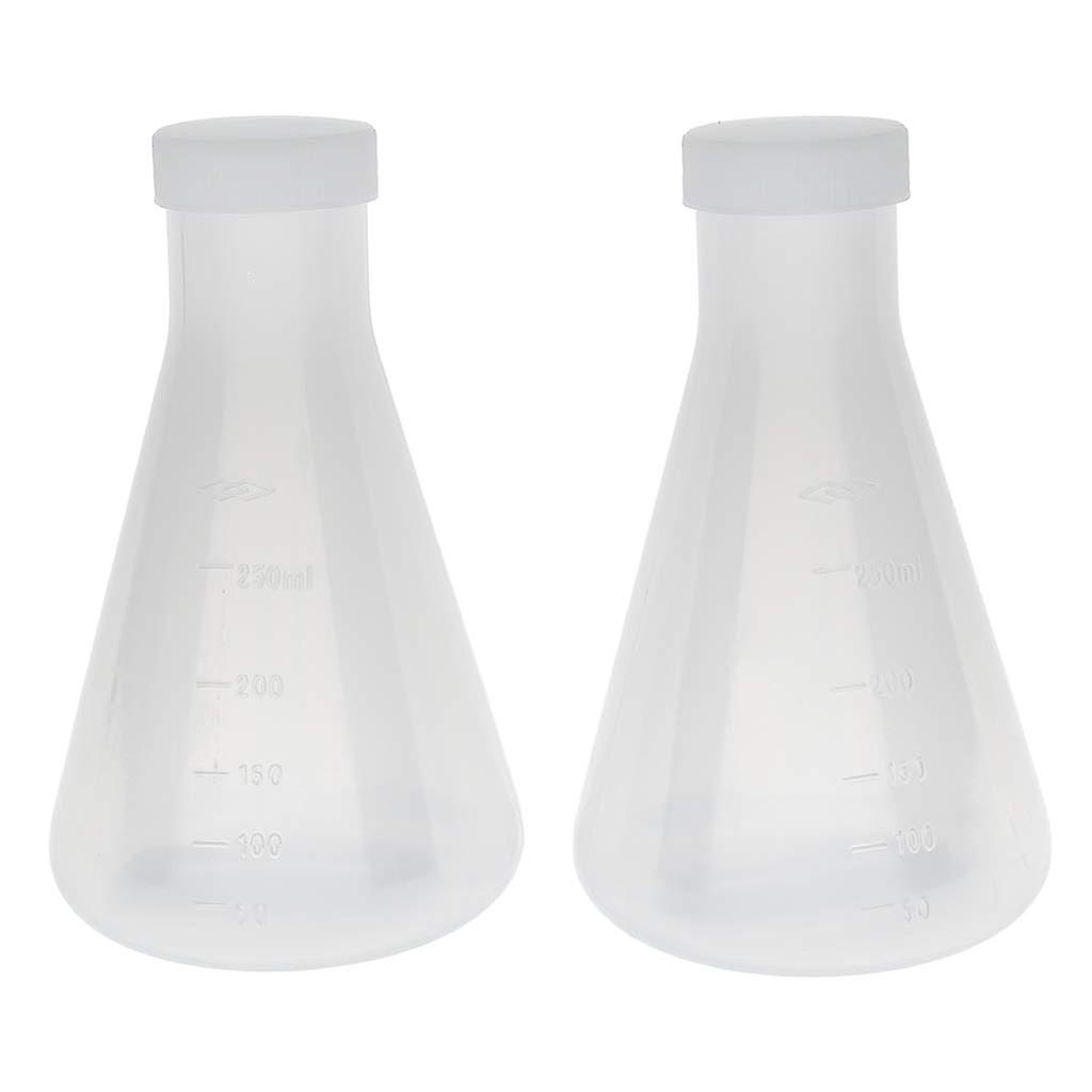 Laboratory Graduated Plastic Conical Erlenmeyer Flask, Measurable, Smooth Thick Wall, Two Bottles o