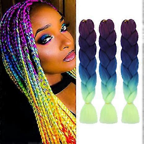 Synthetic Braiding Hair Extensions Rainbow Jumbo Braid