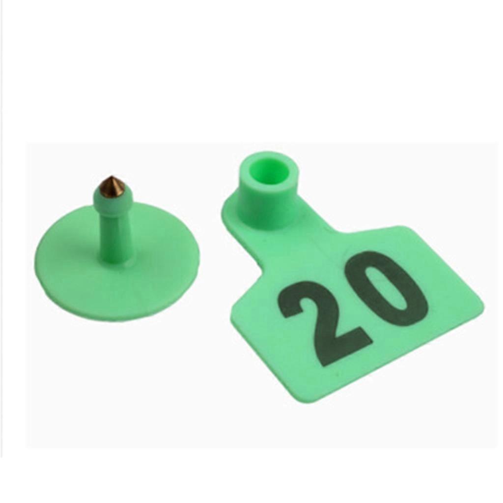 unbrand Ohrmarken für Rinder Nummerierte Ohrmarken für Schafe Kühe Ziegen Schweine Kälber Vieh Grün