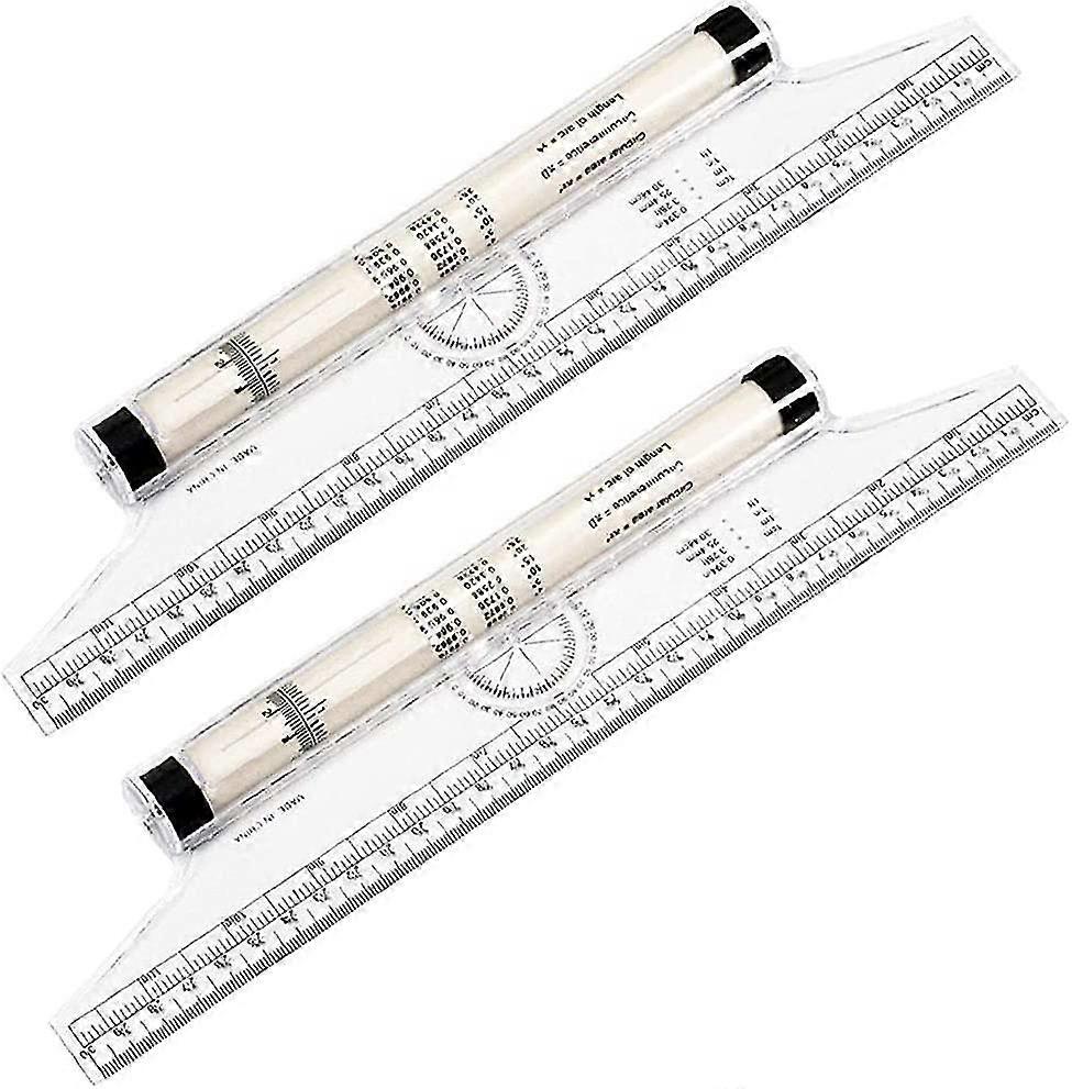 2 Pieces Rolling Parallel Ruler, Rolling Drafting Ruler, Multipurpose Rolling Ruler, Desktop Measuring Rolling Ruler, For Vertical Parallel Line Geome