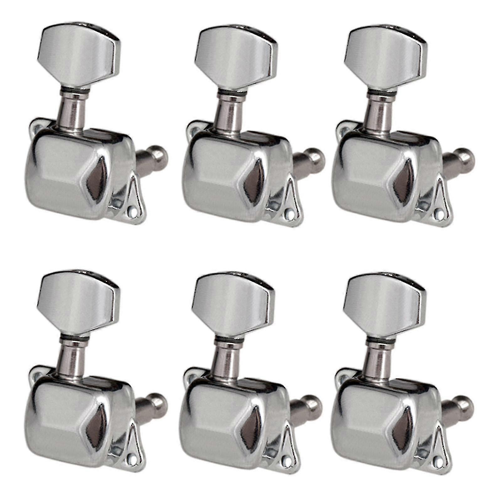 6 piese chitara string tuning cuie semi-închise Tuning Machine Capete Tunere machine pentru chitara electrica chitara acustica (6 dreapta, argintiu)