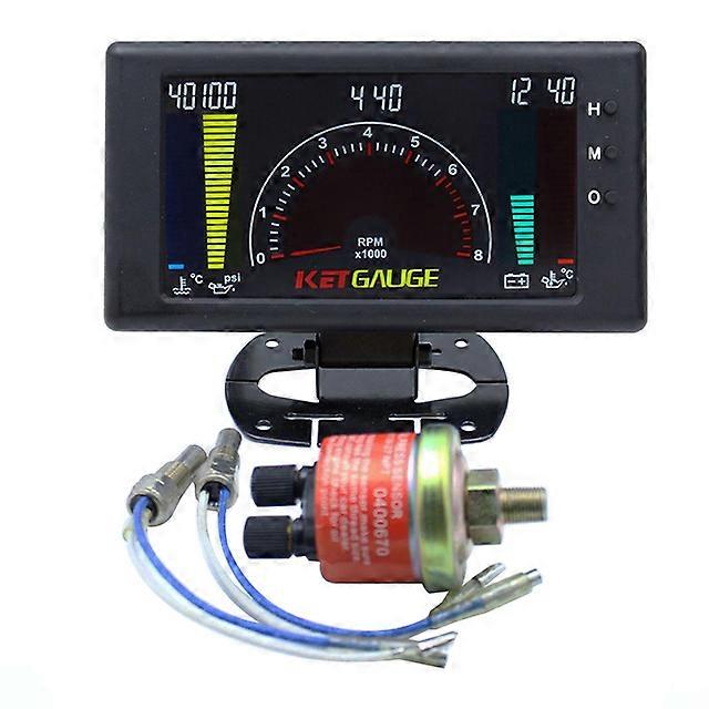 5 "LCD 6 in 1 Multifunktions-Auto-Tachometer Wassertemperatur Öltemperatur Öldruck Tachometer RPM Voltmeter Uhr Auto Gague
