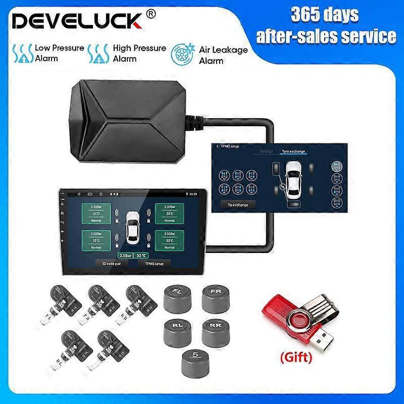 USB AndroidVehicle Sensors Tire Pressure Monitoring System Display Alarm System&5 Wireless External / Internal s For SUV Off-road