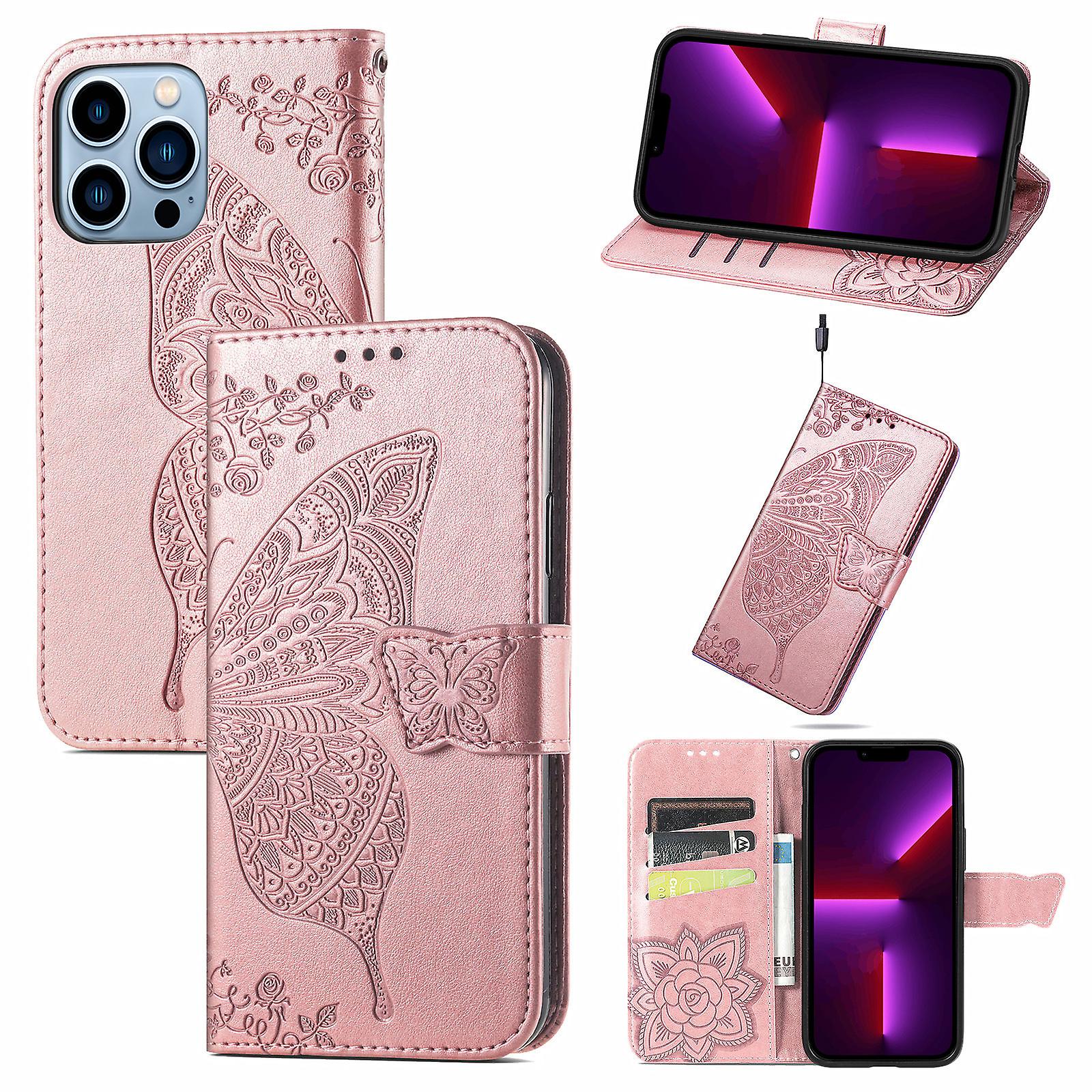 Case For Iphone X/11/12/13/14 Flip Cover Butterfly Embossed Phone Case Wallet Card Insert Phone Case For Iphone 14 Pro Max