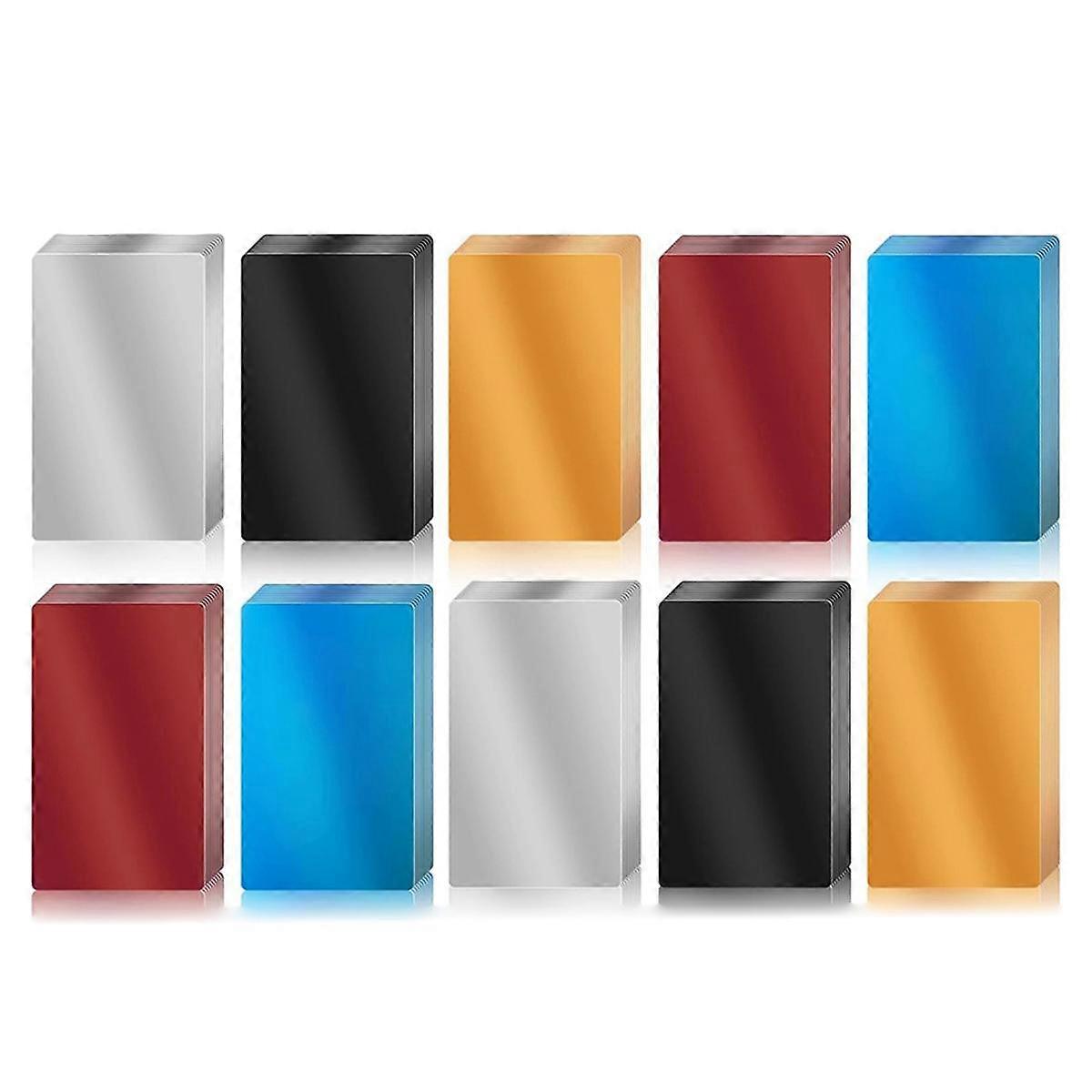 100 Pcs Metal Engraving Blanks Colorful Aluminum Sheet Laser Engraving Business Card DIY Gift Cards 86x54x0.2mm (5Color)