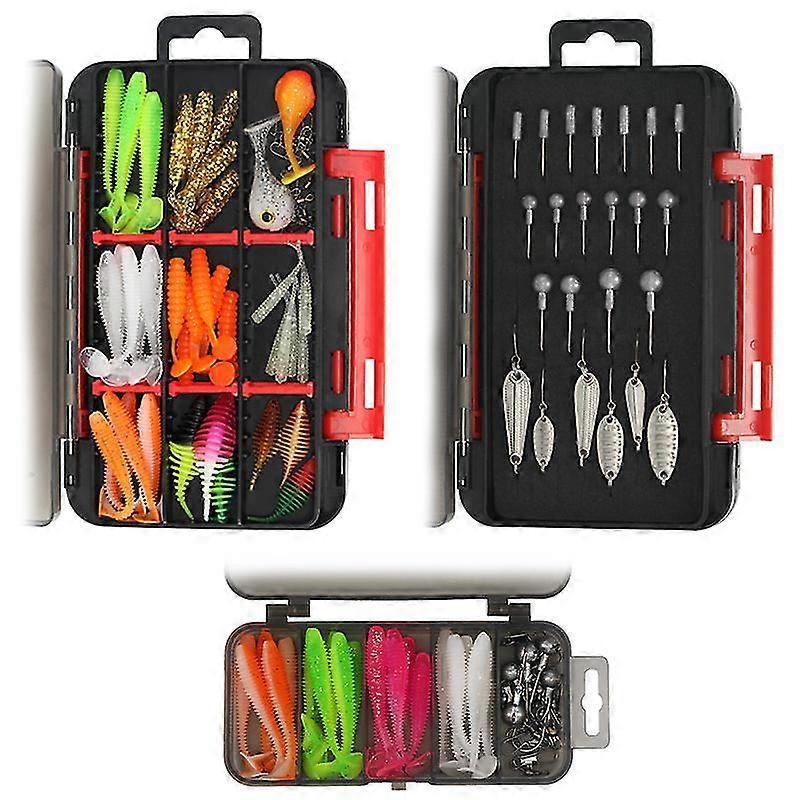 75 pièces / 35 pièces Leurre Appât Set T Tail Root Fishing Micro Object Set Horse Mouth Sequin Soft Bait Set