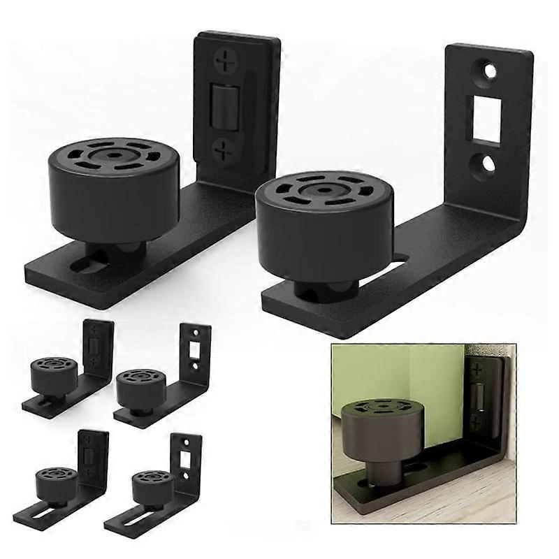 1 pair of adjustable slide rails for sliding track - sliding door fitting - 2 doors (no groove on the door, no drilling in the floor)