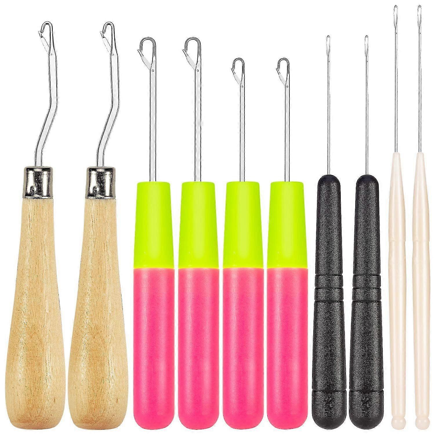 Bent Latch Hook Crochet Needle Hook, Include Wooden Bent Latch Hook Plastic Curl Crochet Needle For