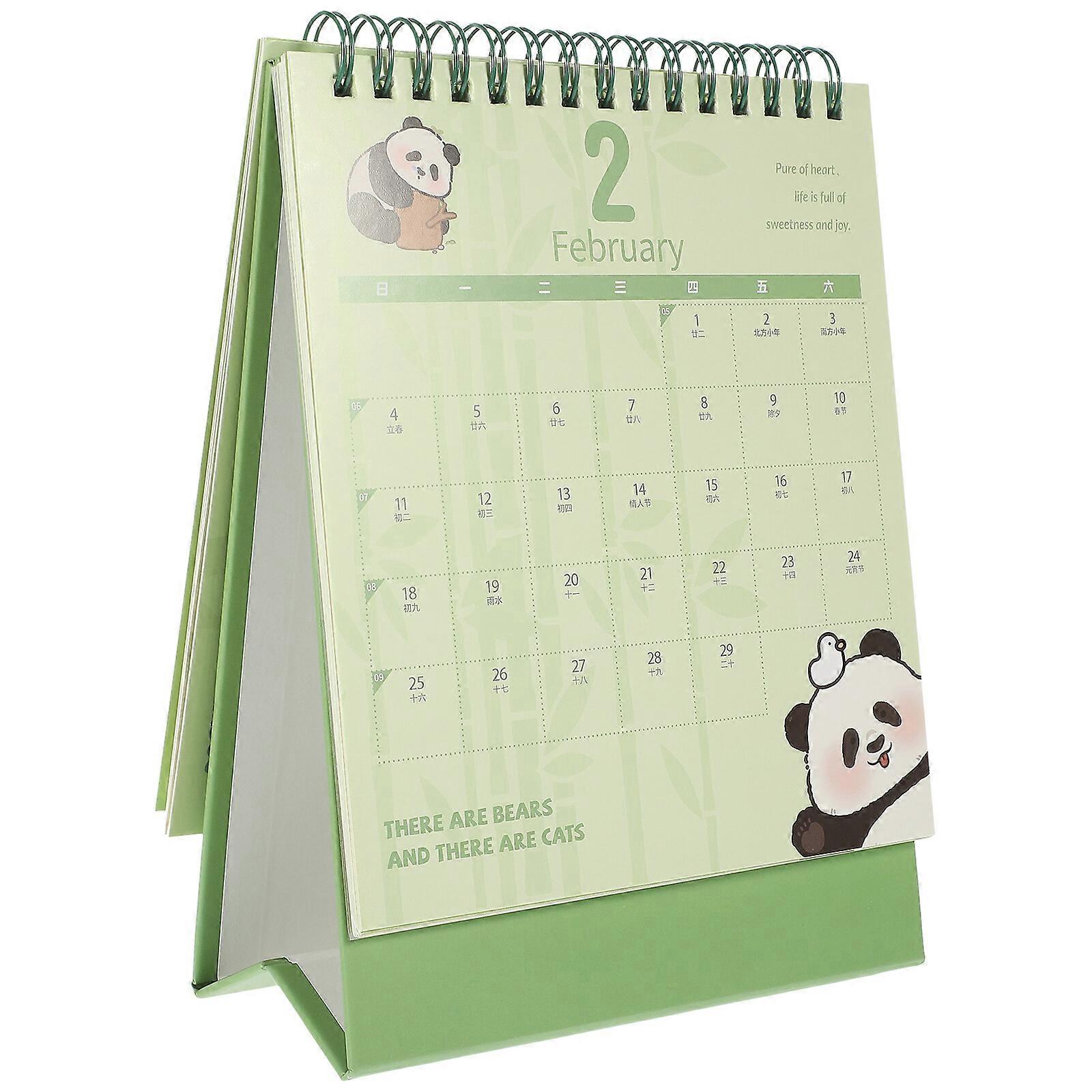 Noting Desktop Calendar Panda Pattern Standing Calendar Household Standing Calendar