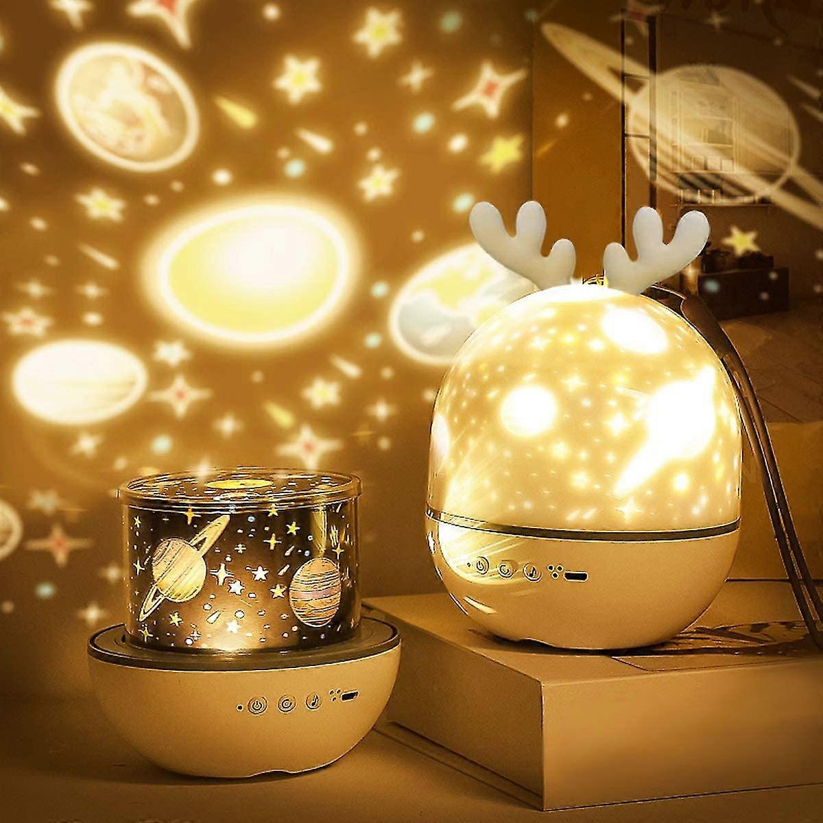 Baby Projector Night Light, Led Child Night Light Musical Light Lamp 360  Rotation, 8 Songs, 6 Projection Films, Star Projector Lamp For Bedroom, Gift