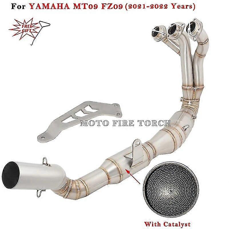 Exquisite exhaust pipeFor YAMAHA MT09 FZ09 MT 09 FZ09 2021 2022 Motoryclce Exhasut System Modified Muffler Titanium 51mm Front Link Pipe With Catalyst