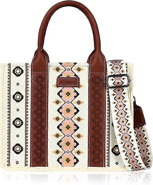 Tote Bag per le donne Tela di canapa occidentale stampato borse a tracolla Boho Aztec con tracolla regolabile